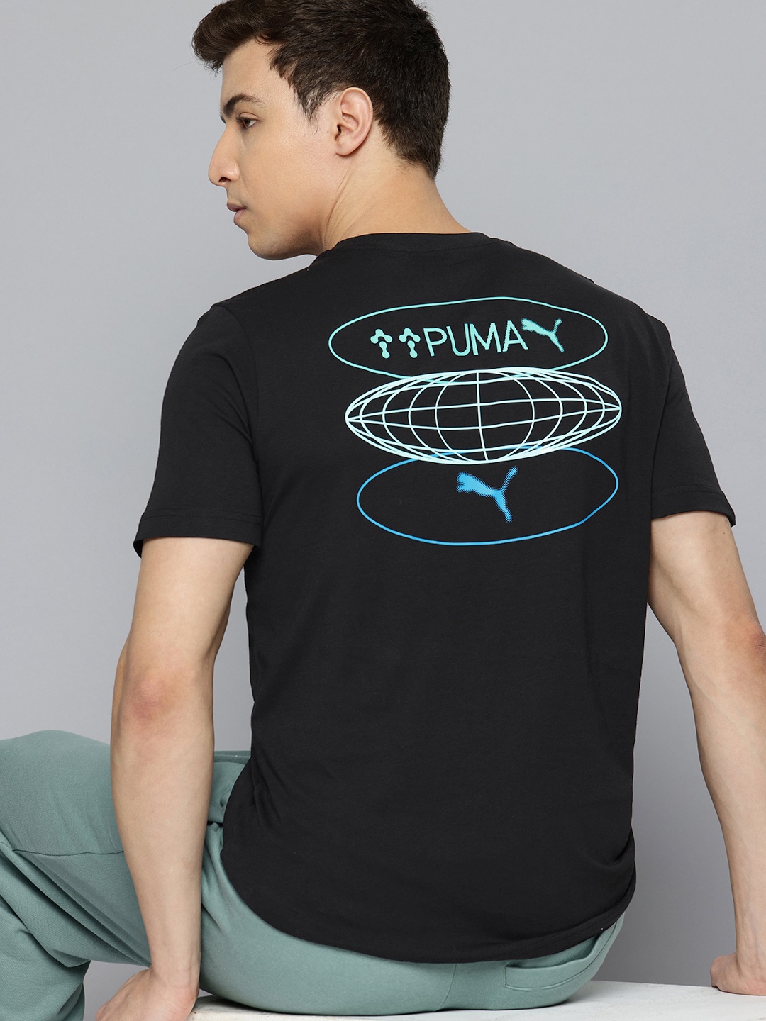 

Puma Brand Logo Graphics 3 Circles Printed Pure Cotton T-shirt, Black