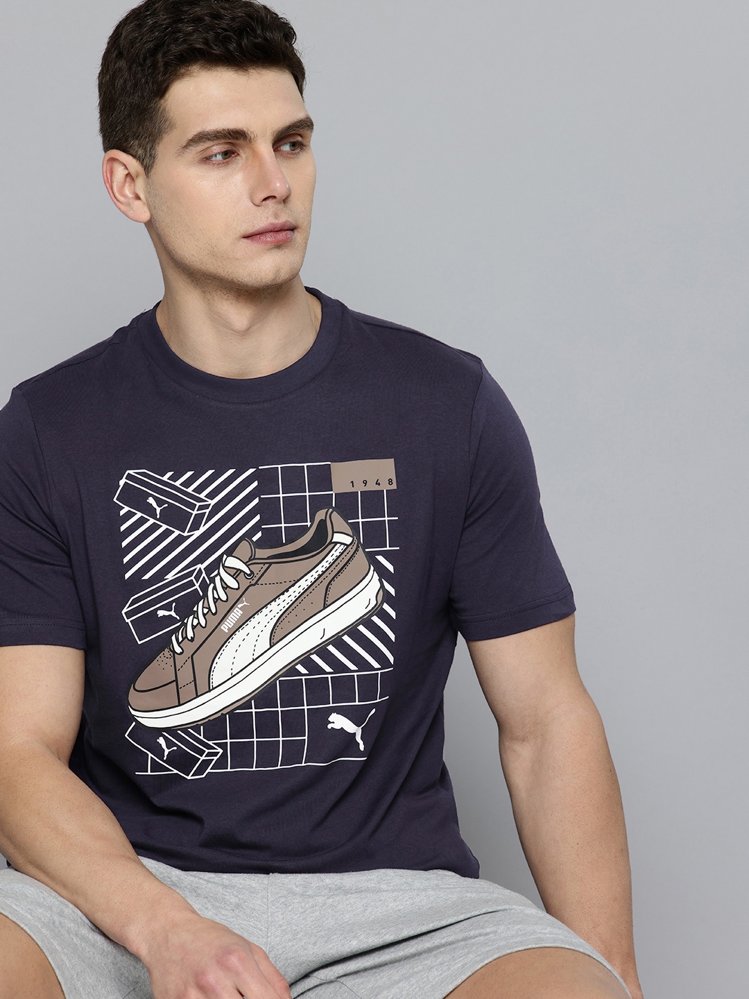 

Puma Graphics Sneaker Printed Pure Cotton Outdoor T-shirt, Navy blue