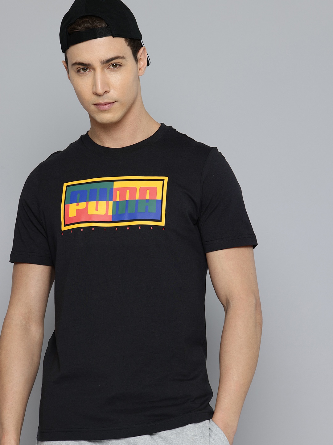 

Puma Brand Logo Printed Pure Cotton T-shirt, Black