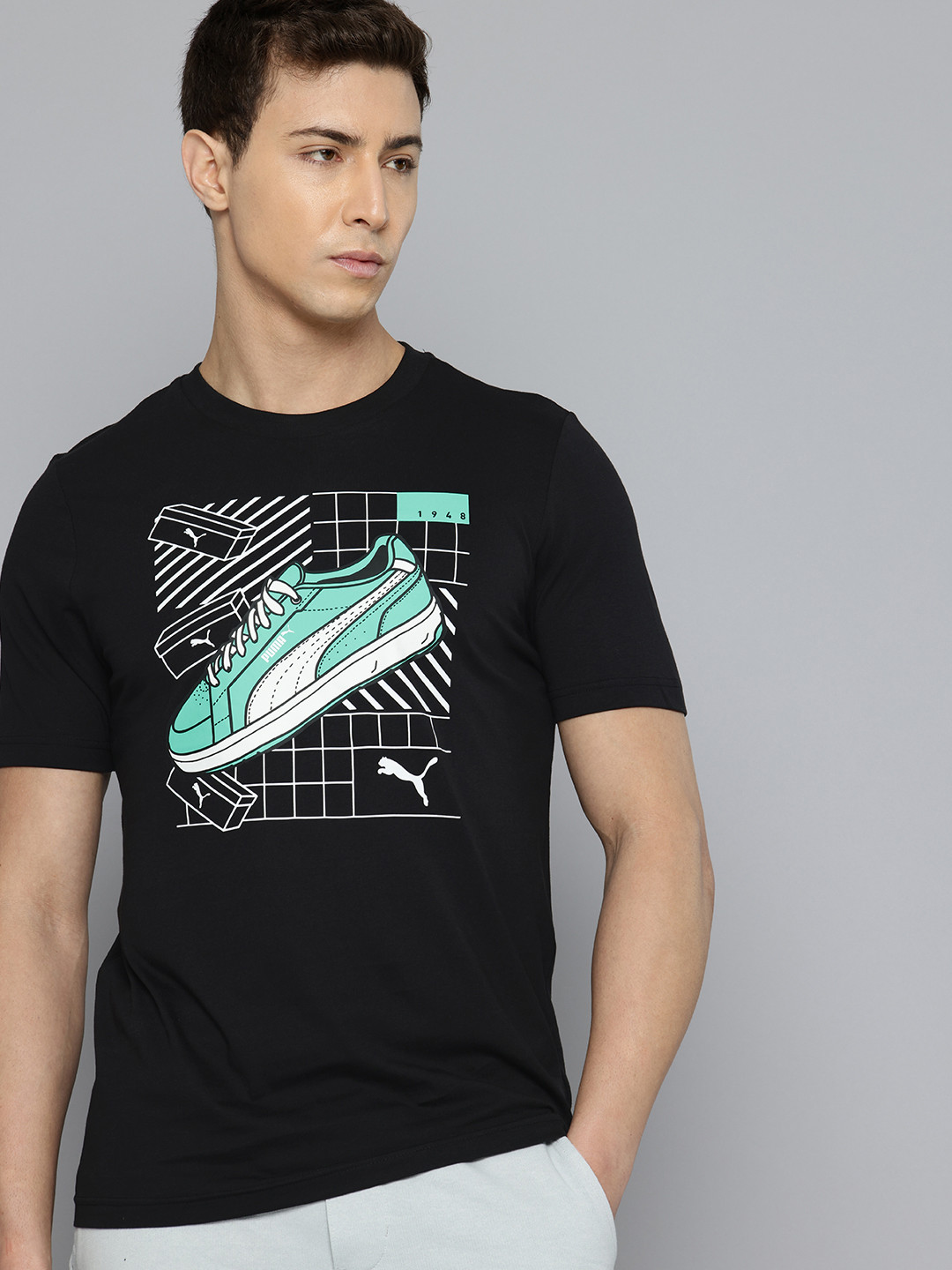 

Puma Graphic Printed Pure Cotton T-shirt, Black