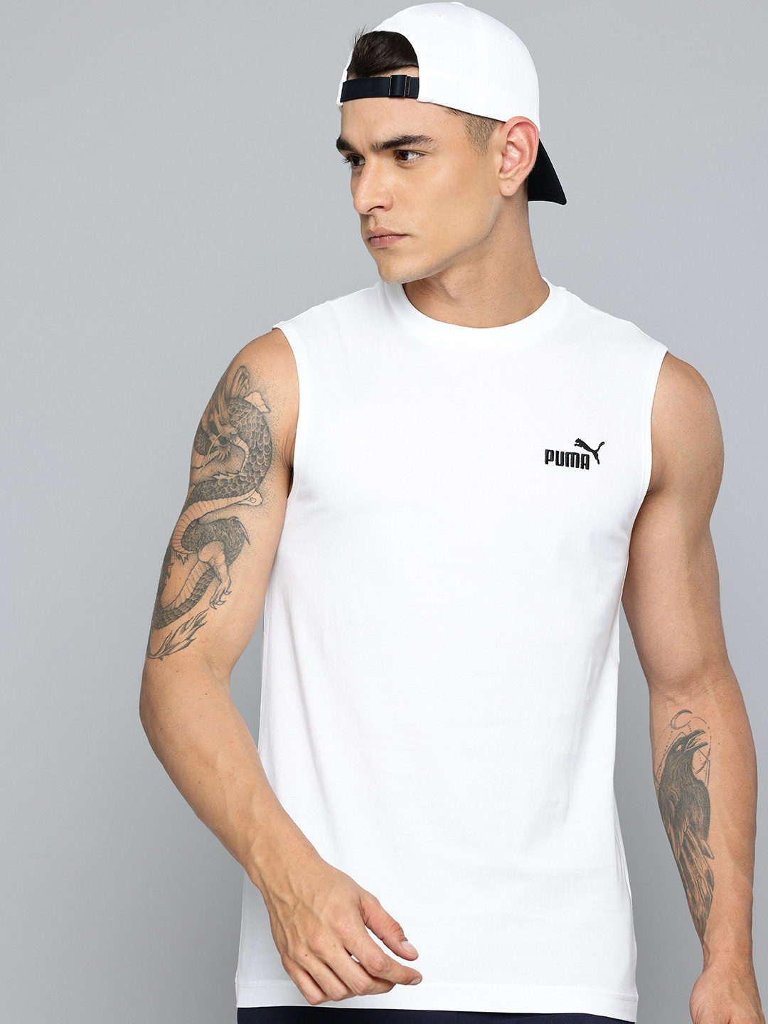 

Puma No. 1 Logo Pure Cotton Sleeveless T-shirt, White