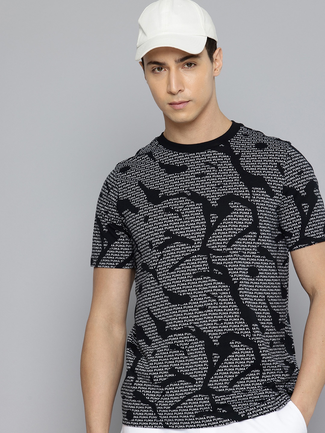 

Puma Brand Logo Printed Pure Cotton T-shirt, Black