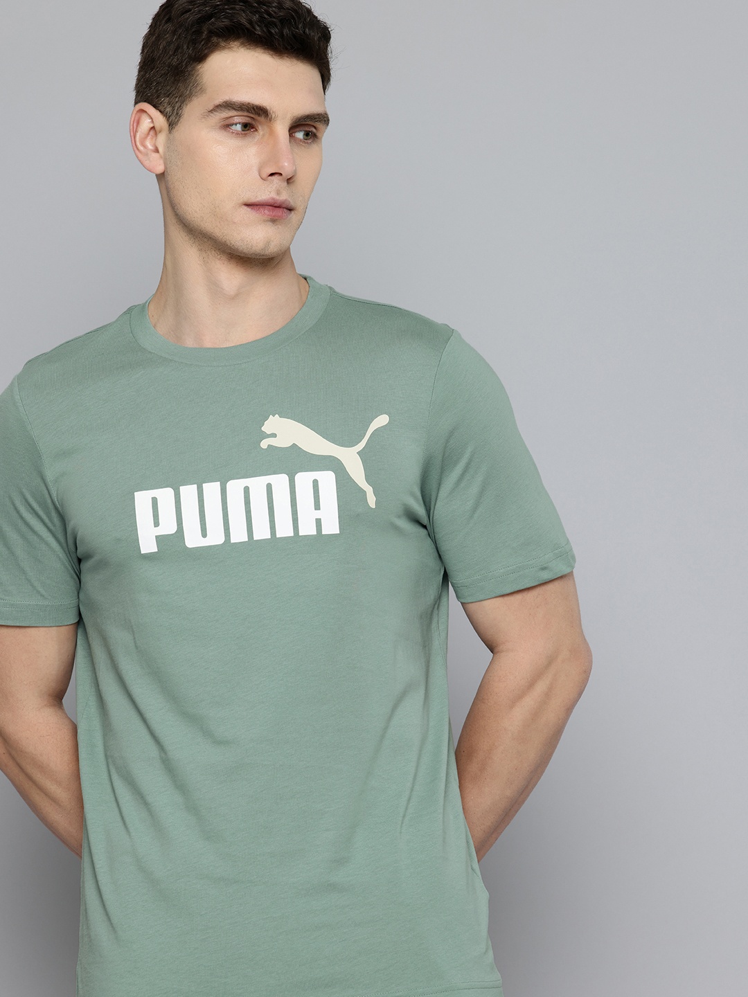 

Puma Two Color No. 1 Brand Logo Pure Cotton T-shirt, Green