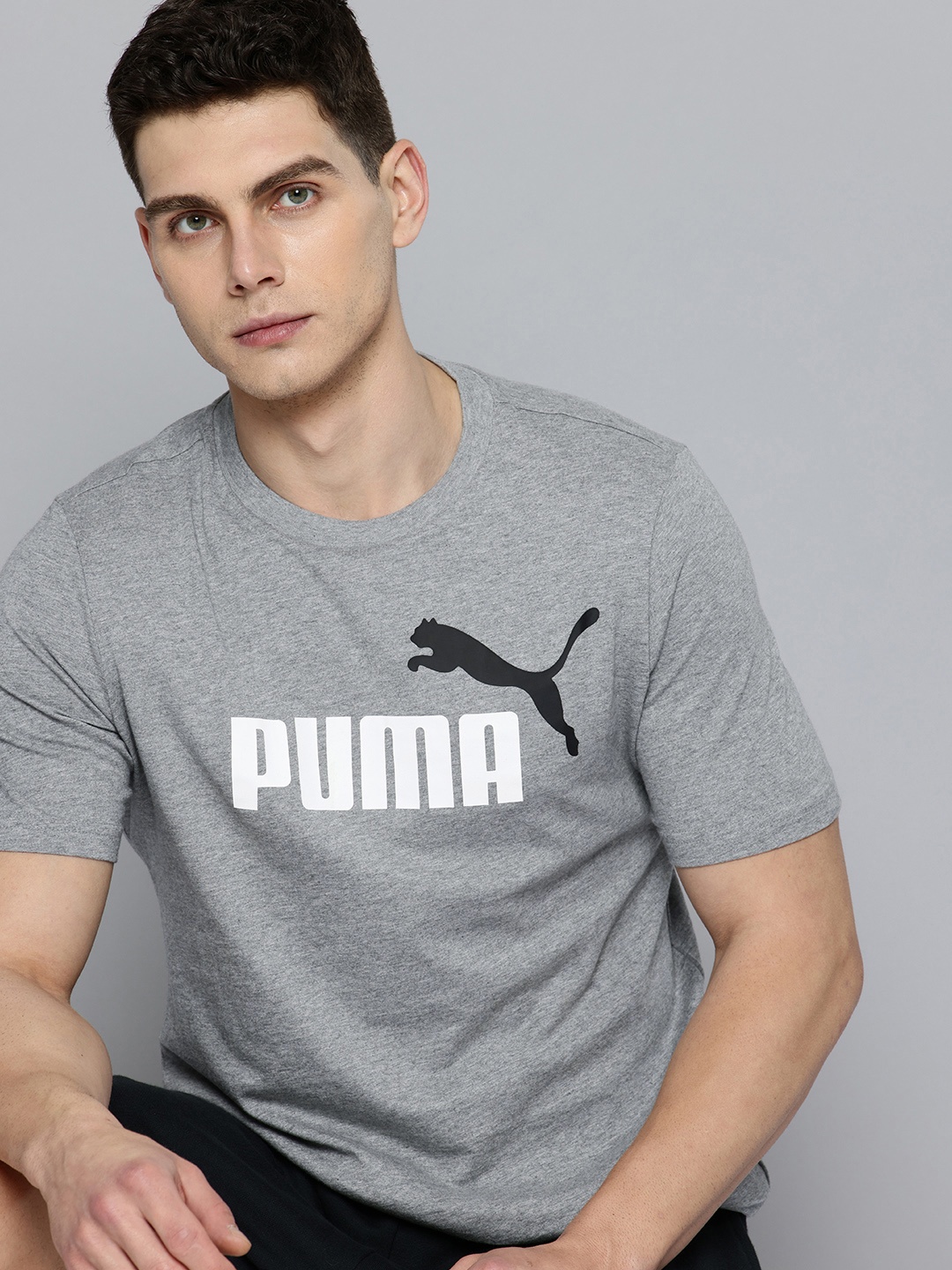 

Puma No. 1 Logo Printed Pure Cotton Outdoor T-shirt, Grey