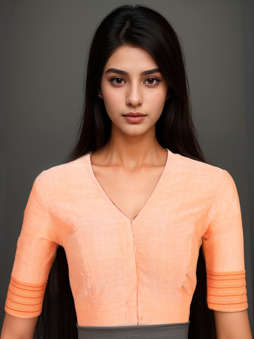 

Avishya Andhra V-Neck Cotton Saree Blouse, Orange