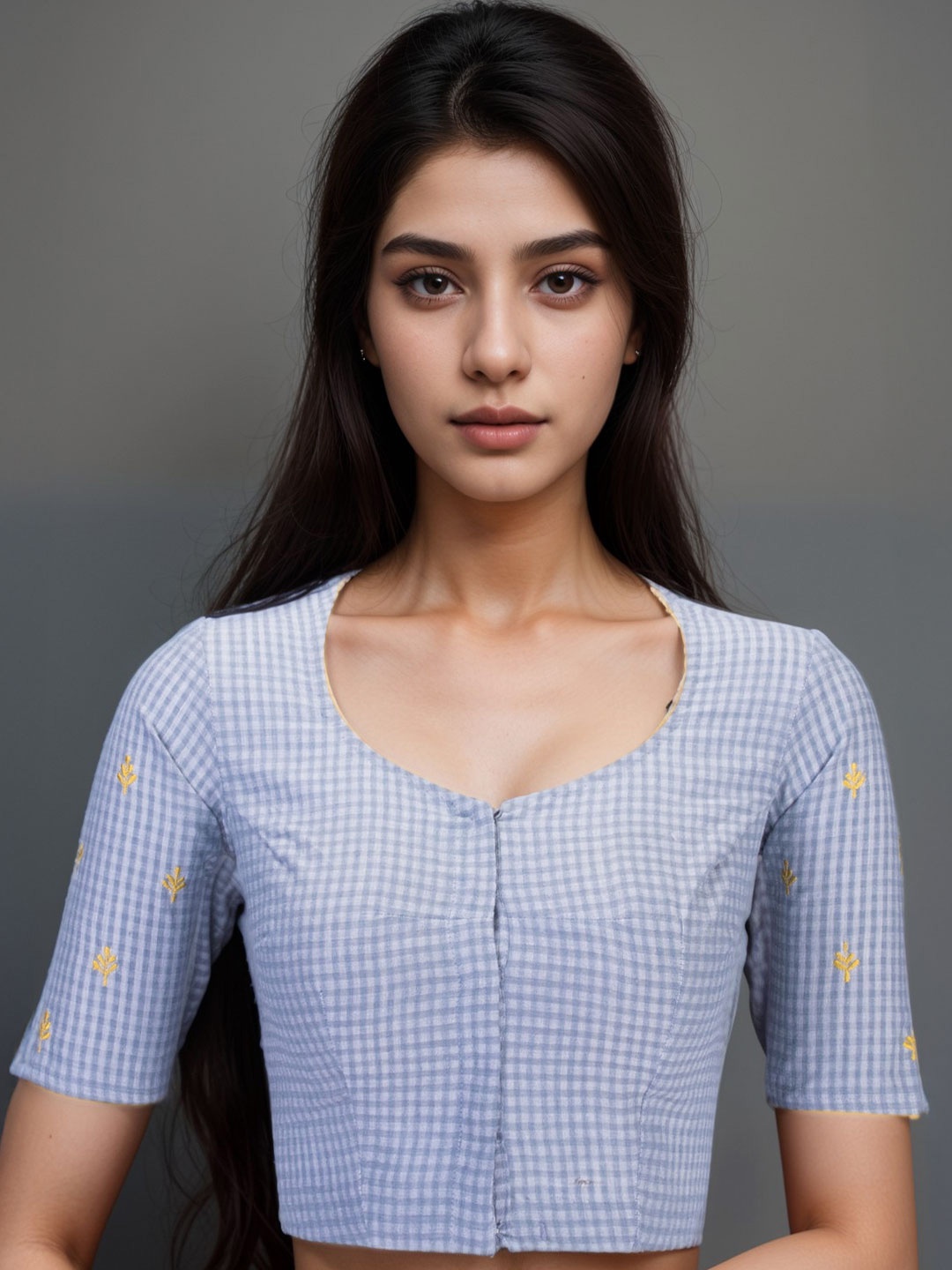 

Avishya Slub Cotton Saree Blouse, Grey