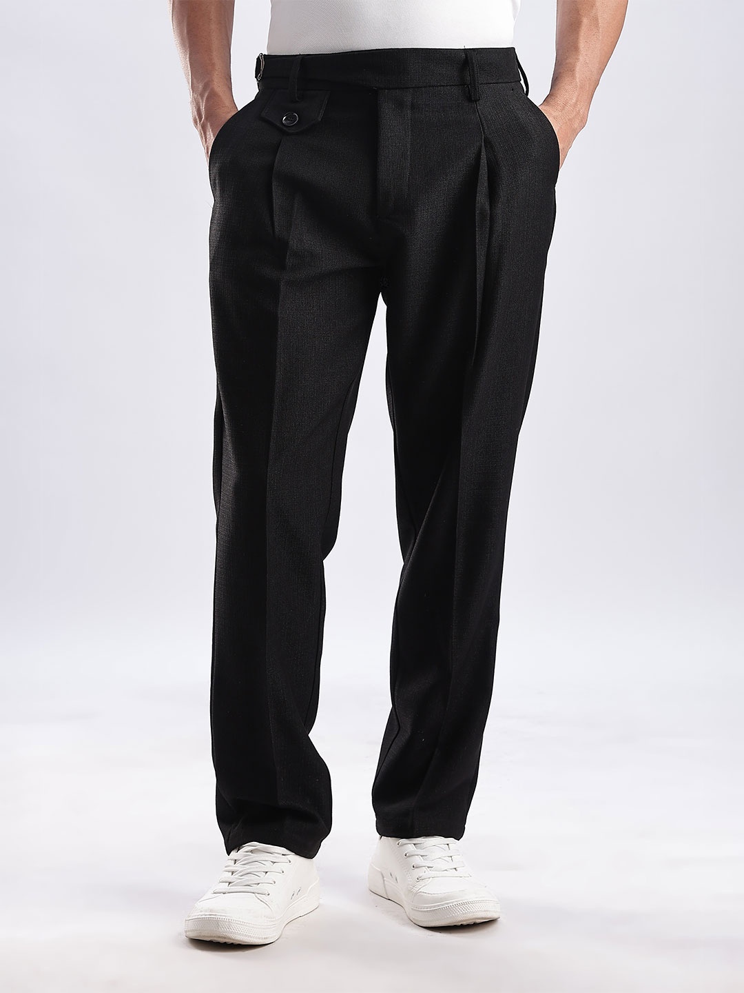 

NEVER NEUD Men Relaxed Gorkha Pants Trousers, Black