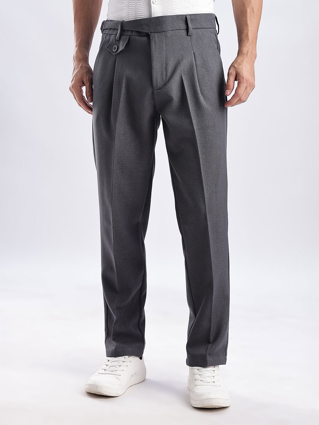 

NEVER NEUD Men Relaxed Gorkha Pants Trousers, Grey