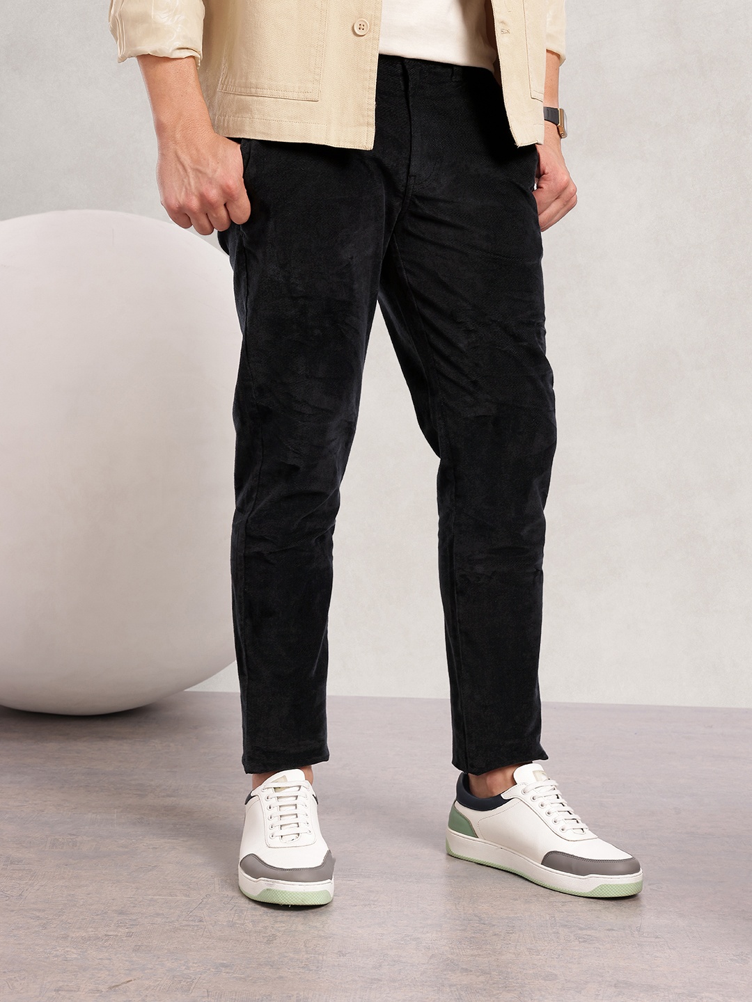 

Nautica Men Smart Slim Fit Corduroy Chinos Trousers, Black