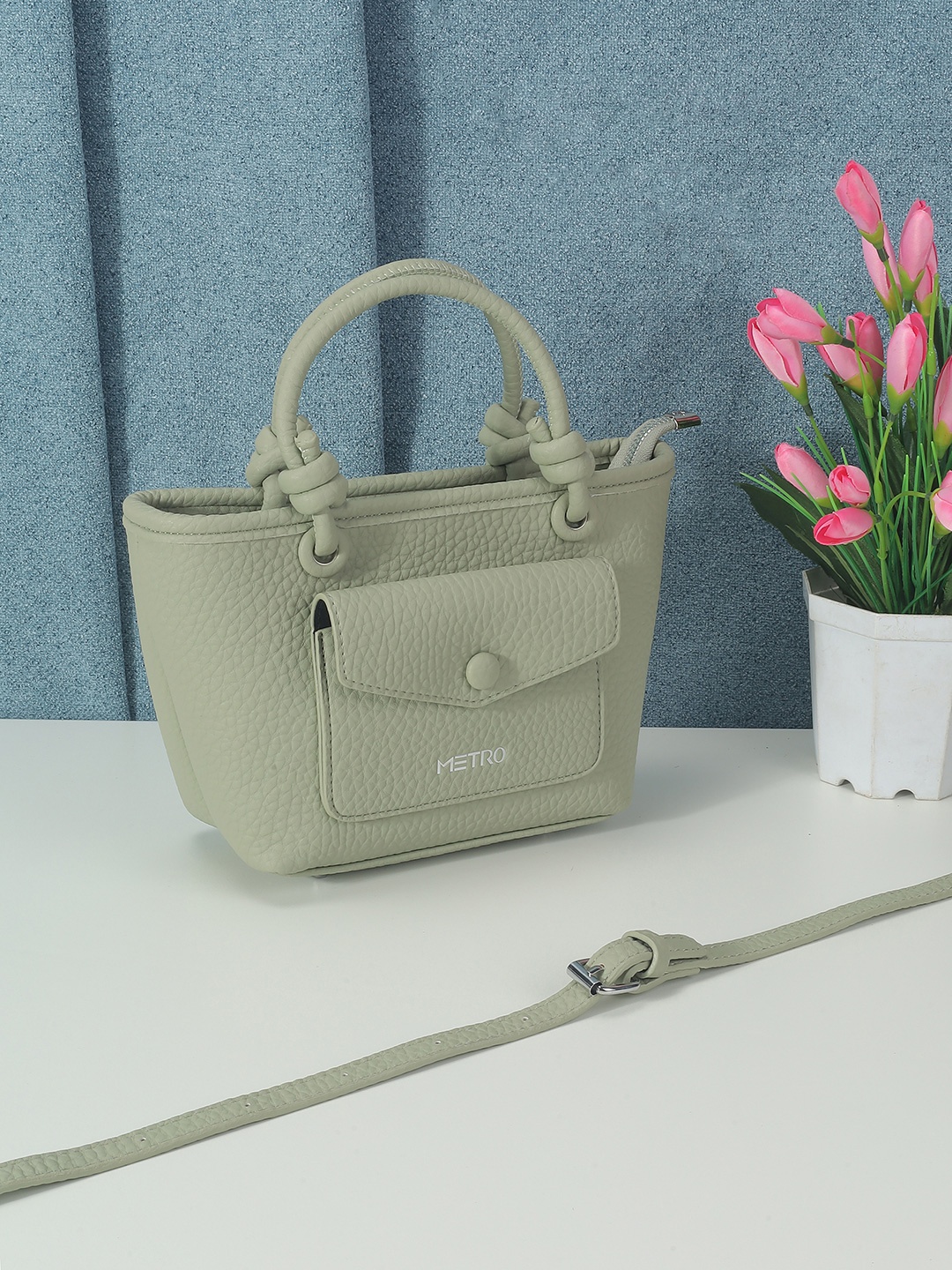 

Metro Bucket Satchel with Bow Detail, Green