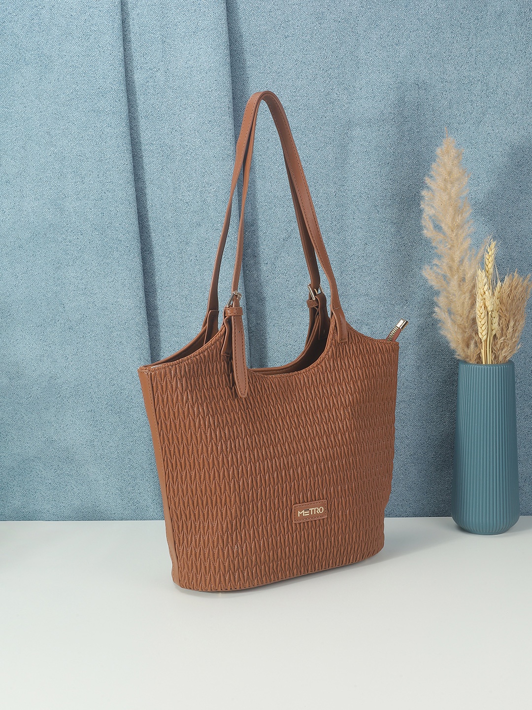 

Metro Women Textured Bucket Shoulder Bag, Tan