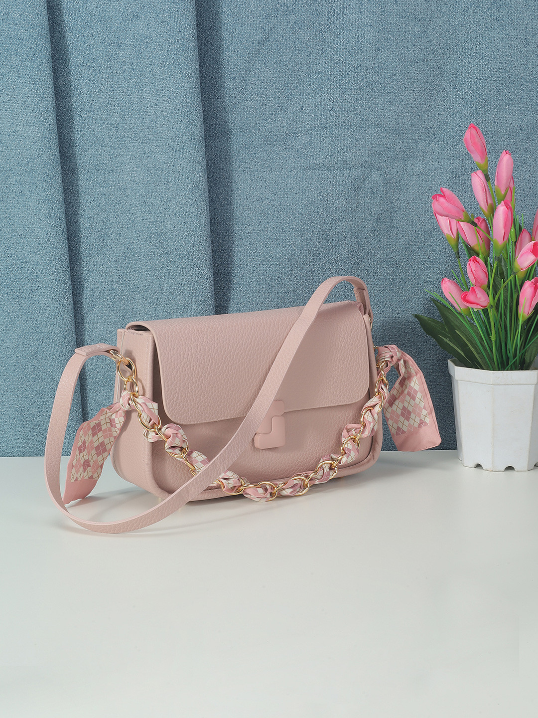 

Metro Women Textured Structured Sling Bag, Pink