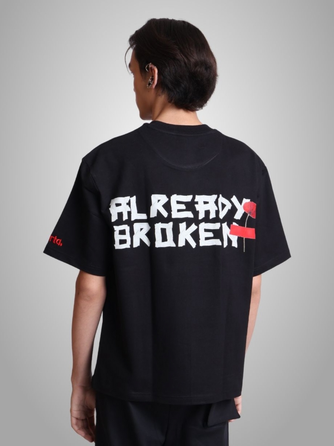 

sorta. Unisex Korean Oversized Handcrafted T-shirt, Black