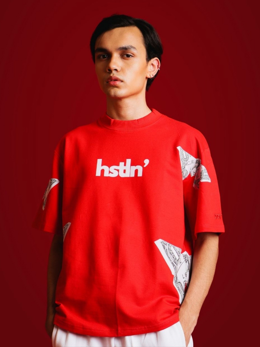 

sorta. Unisex Korean Oversized Handcrafted T-shirt, Red