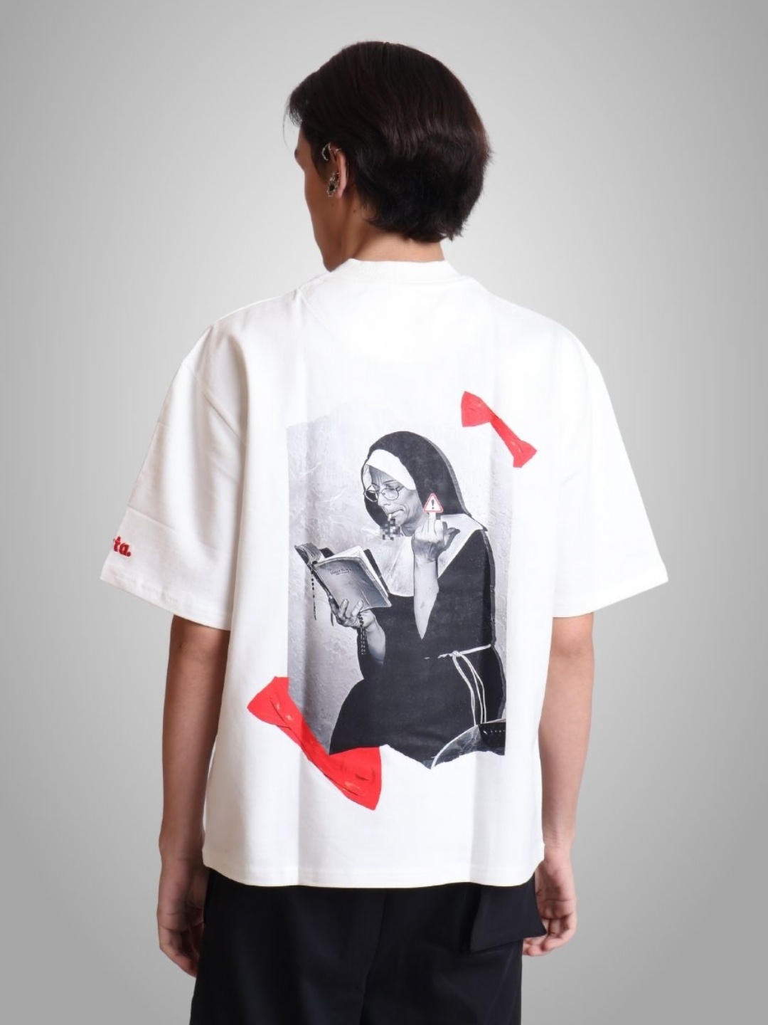 

sorta. Unisex Printed Raw Edge T-shirt, White