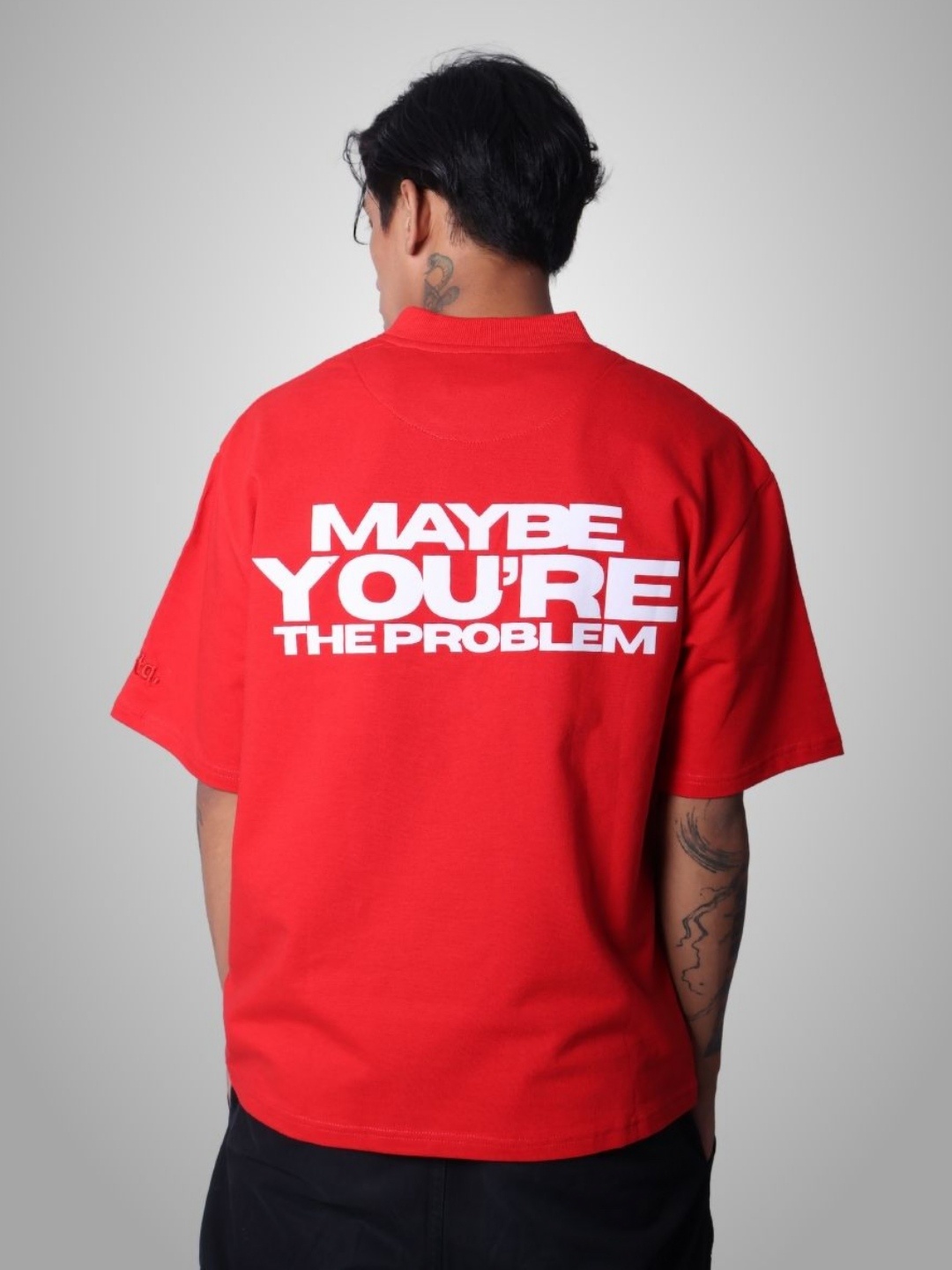 

sorta. Unisex Korean Oversized Handcrafted T-shirt, Red