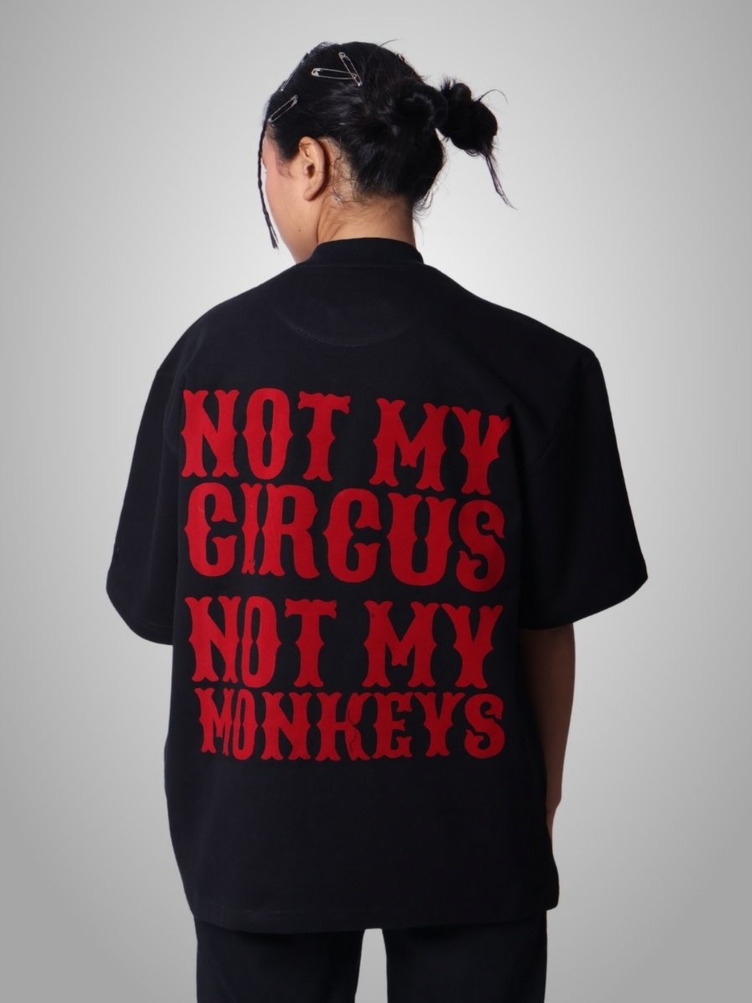

sorta. Unisex CIRCUS. Korean Oversized Handcrafted T-shirt, Black