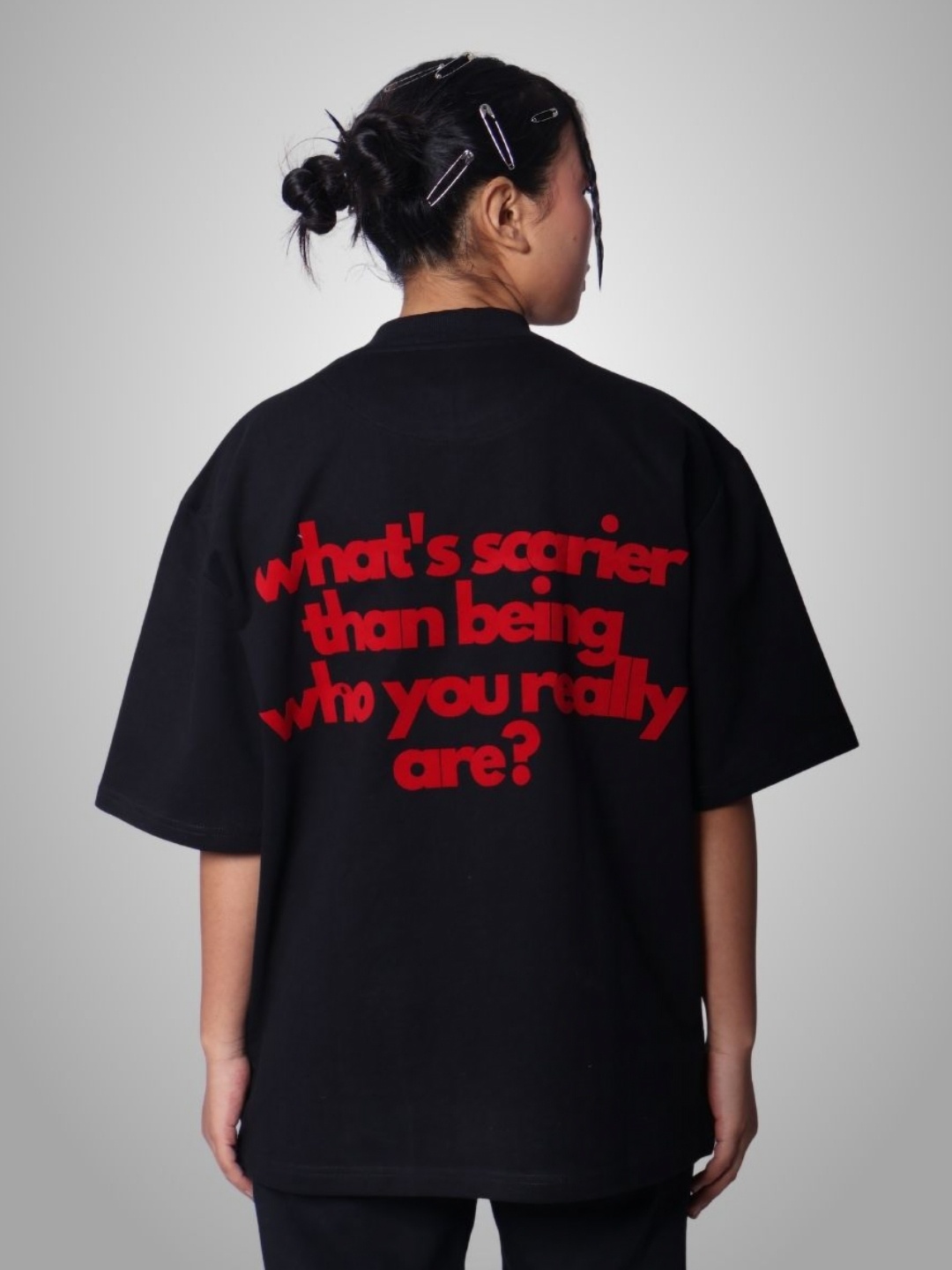 

sorta. Unisex Korean Oversized Handcrafted T-shirt, Black
