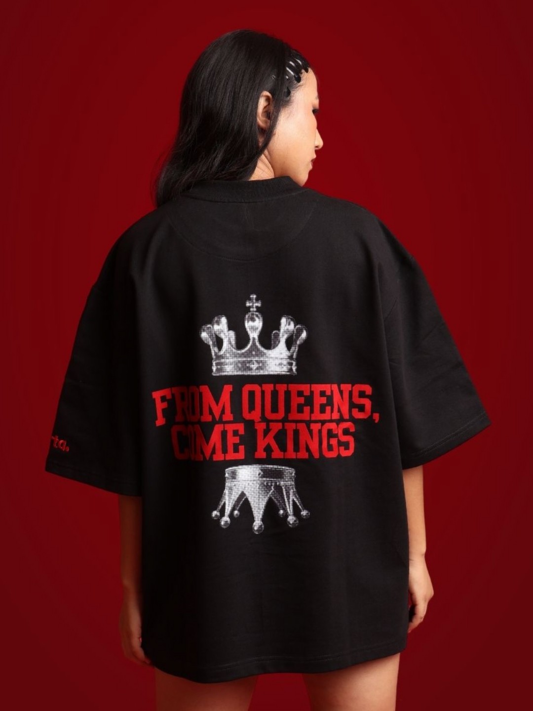 

sorta. Unisex Korean Oversized Handcrafted T-shirt, Black
