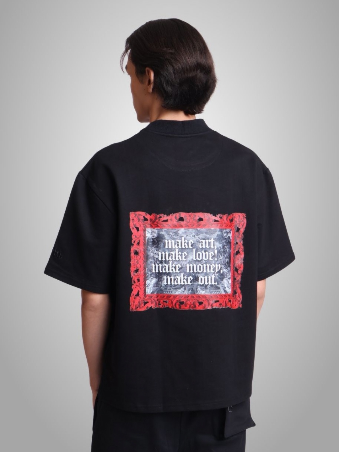 

sorta. Unisex Printed Polo Collar Pockets T-shirt, Black