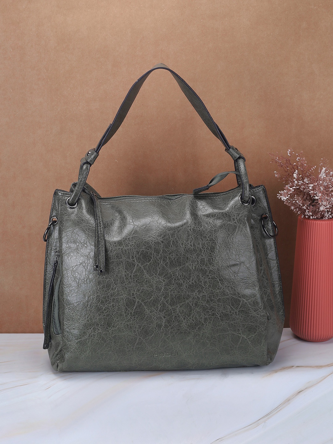 

Mochi Women Structured Handheld Bag, Grey