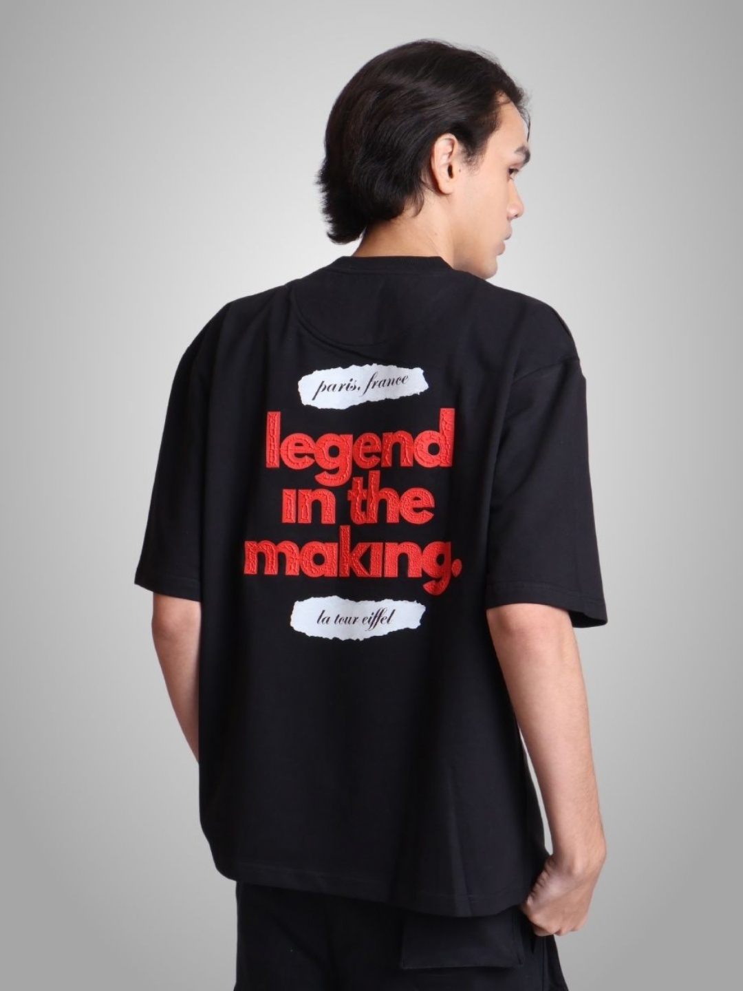 

sorta. Unisex Typography Printed Round Neck Cotton Oversized T-shirt, Black