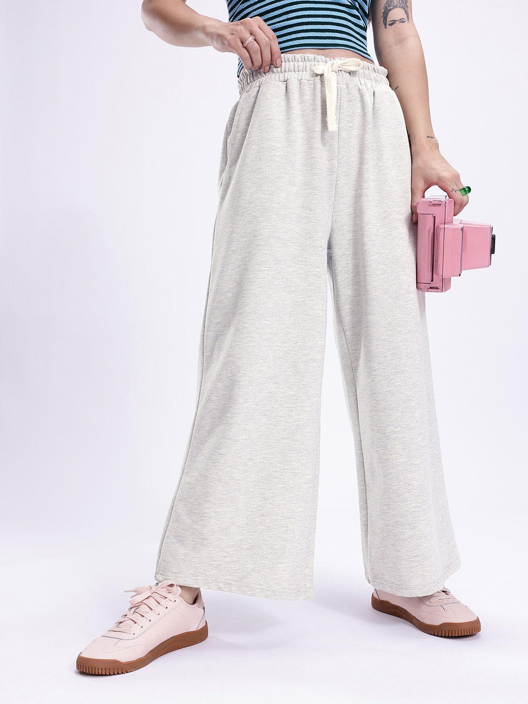 

Kook N Keech Women Flared Track Pants, Grey melange