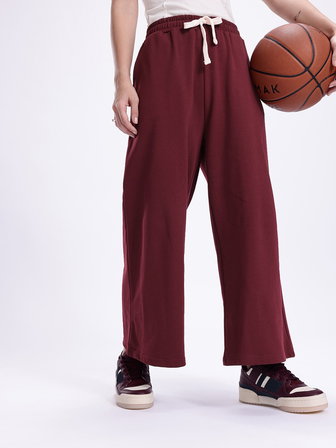 

Kook N Keech Women Flared Pure Cotton Track Pants, Maroon