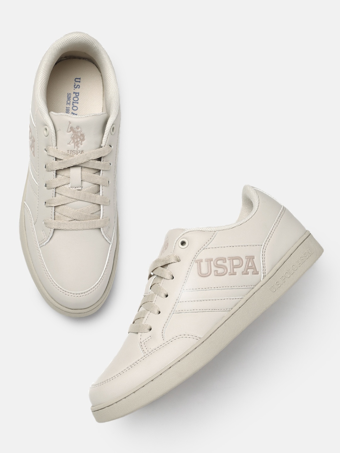 

U.S. Polo Assn. Men GALA Brand Logo Patterned Sneakers, Beige