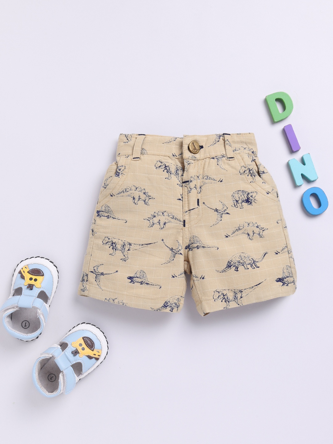 

Here&Now X Denikid Boys Printed Pure Cotton Shorts, Beige