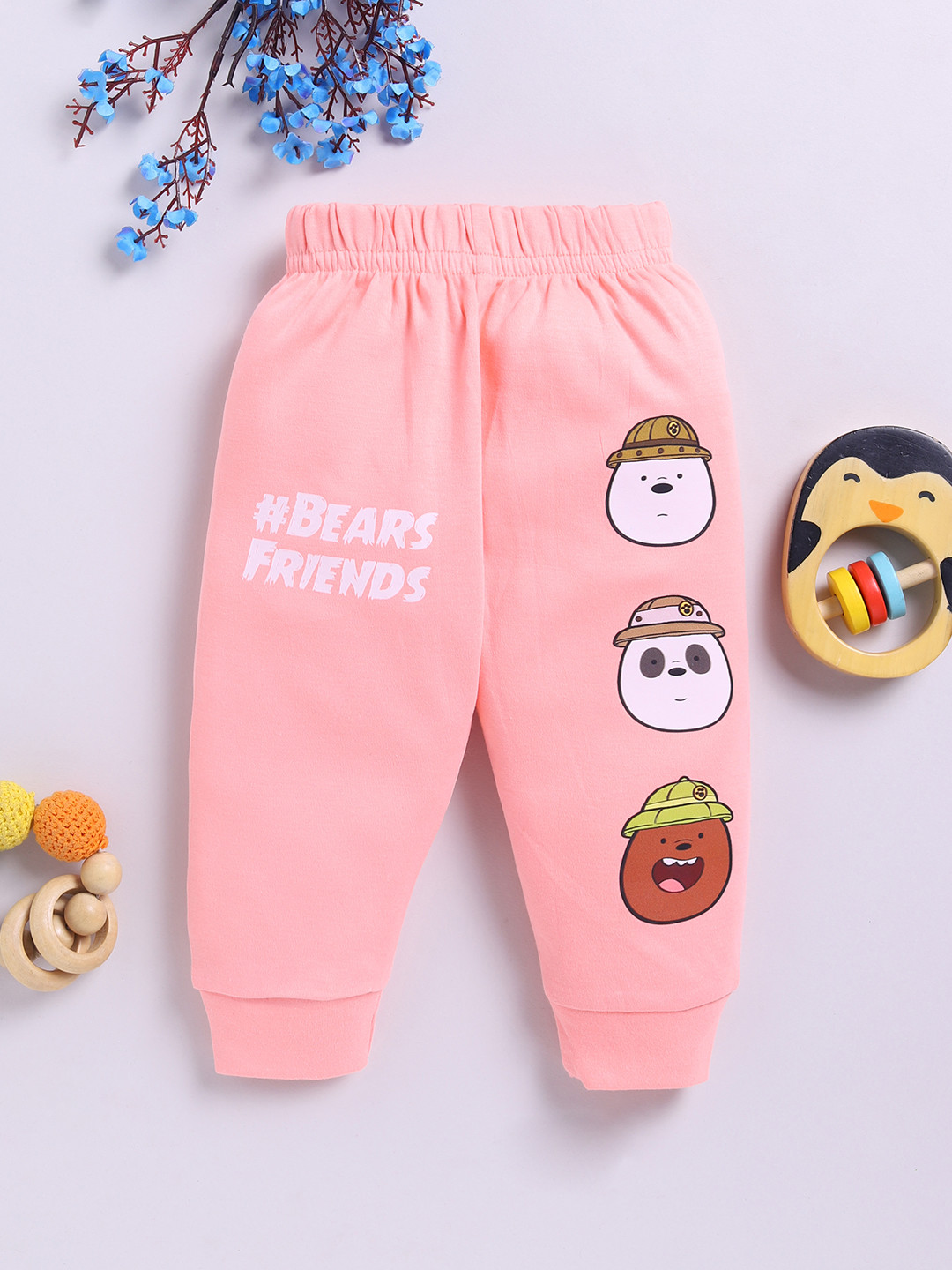 

YK X Tinyo Boys Printed Cotton Joggers, Peach