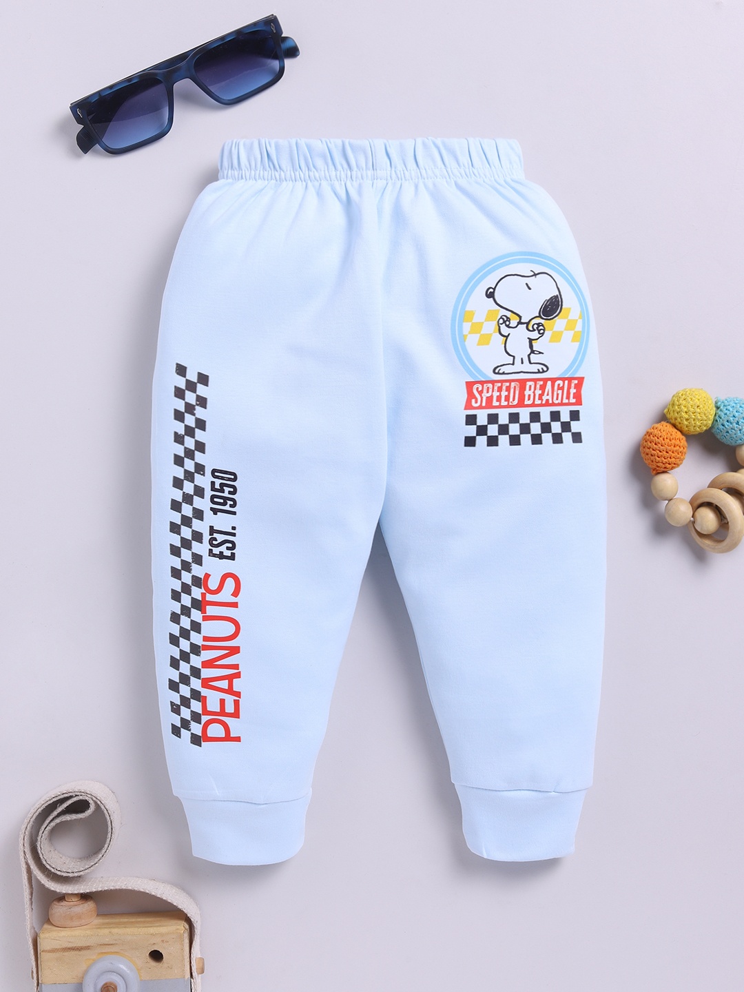 

YK X Tinyo Infant Boys Peanuts Printed Cotton Joggers, Blue
