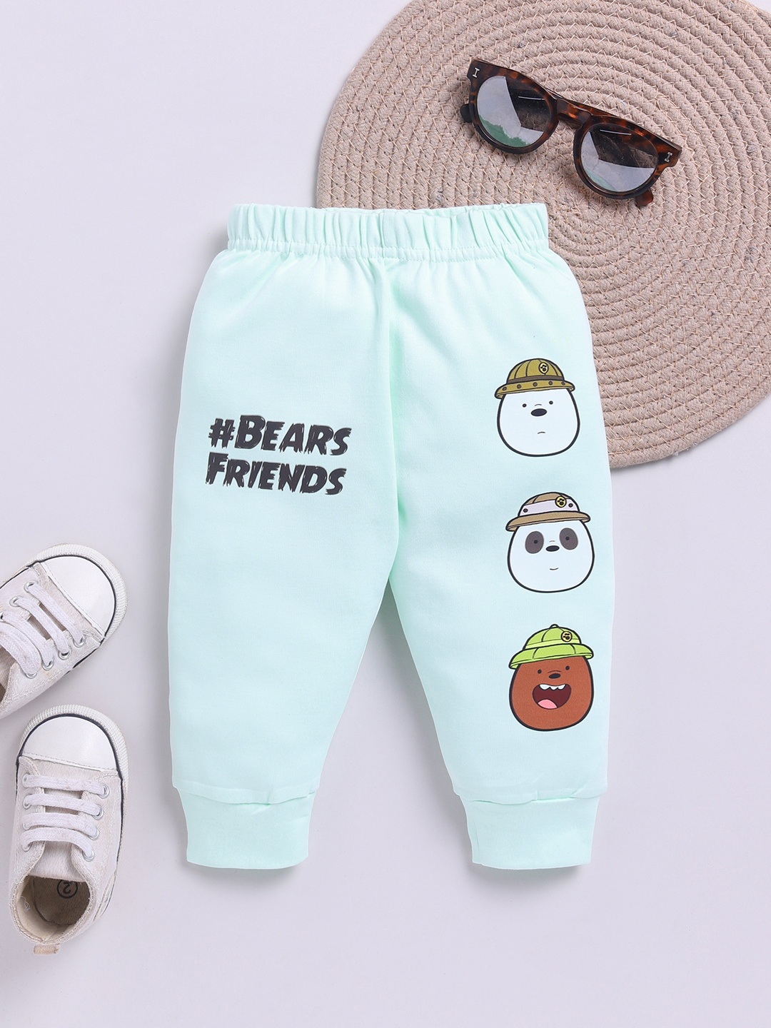 

YK X Tinyo Boys Printed Cotton Joggers, Green