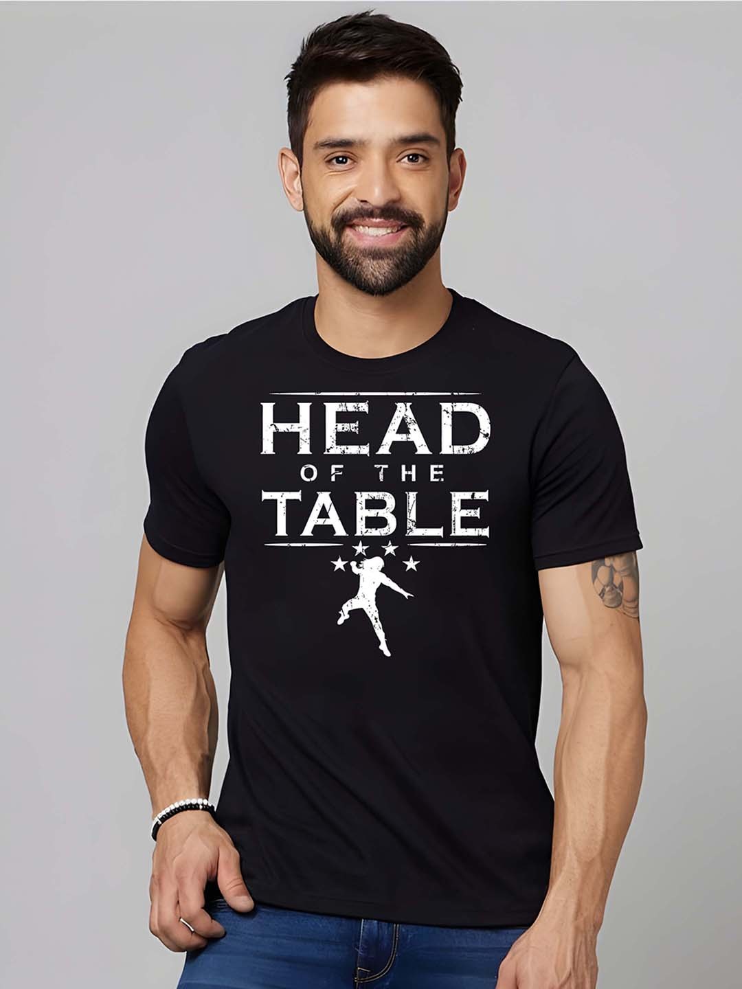 

SZN Men Typography Printed Round Neck Regular Fit Cotton T-shirt, Black
