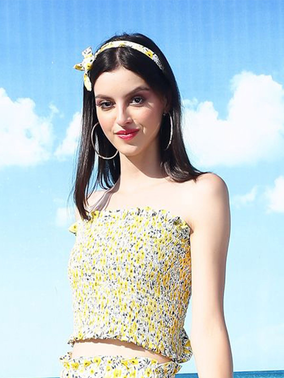 

Sera Floral Print Strapless Sleeveless Tube Crop Top, Yellow