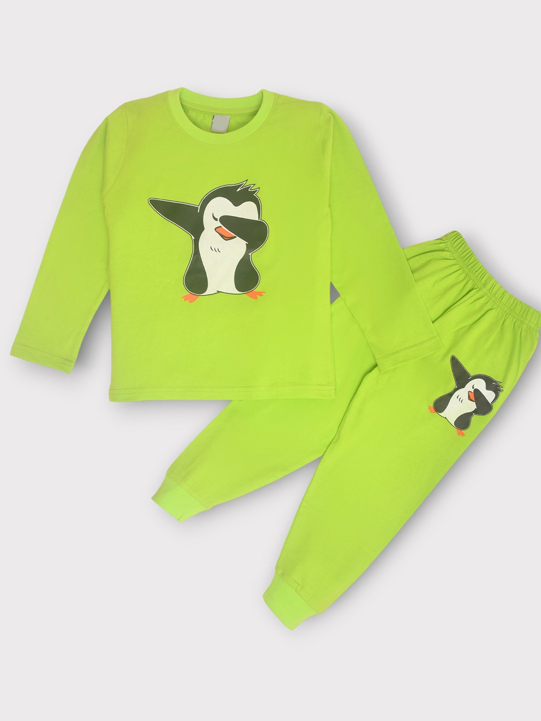 

BAESD Kids Printed Round Neck Pure Cotton T-Shirt With Jogger, Fluorescent green