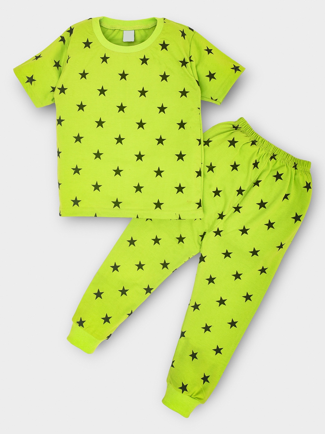 

BAESD Kids Printed Round Neck Pure Cotton T-Shirt With Jogger, Fluorescent green