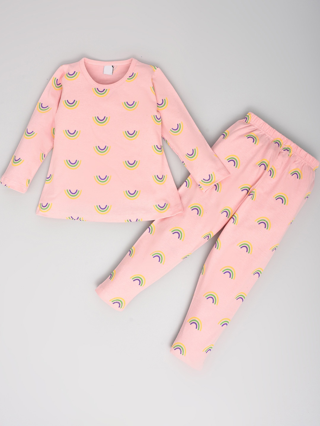

BAESD Girls Printed Round Neck Pure Cotton T-Shirt With Legging, Pink