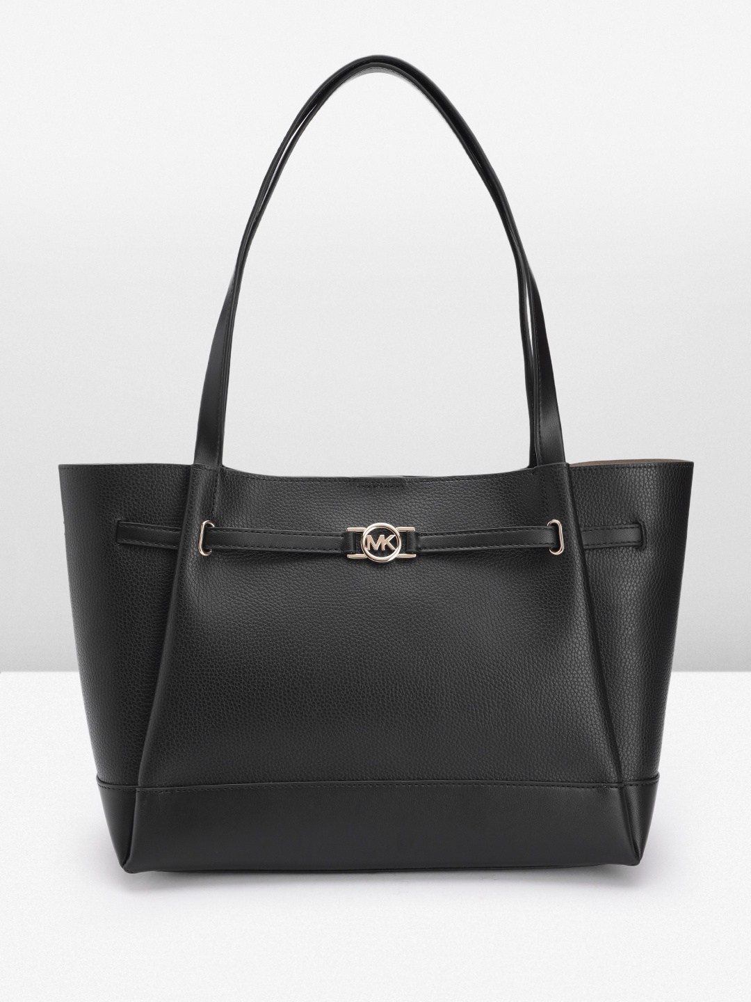 

Michael Kors Textured Leather Structured Tote Bag with Belt Detail, Black