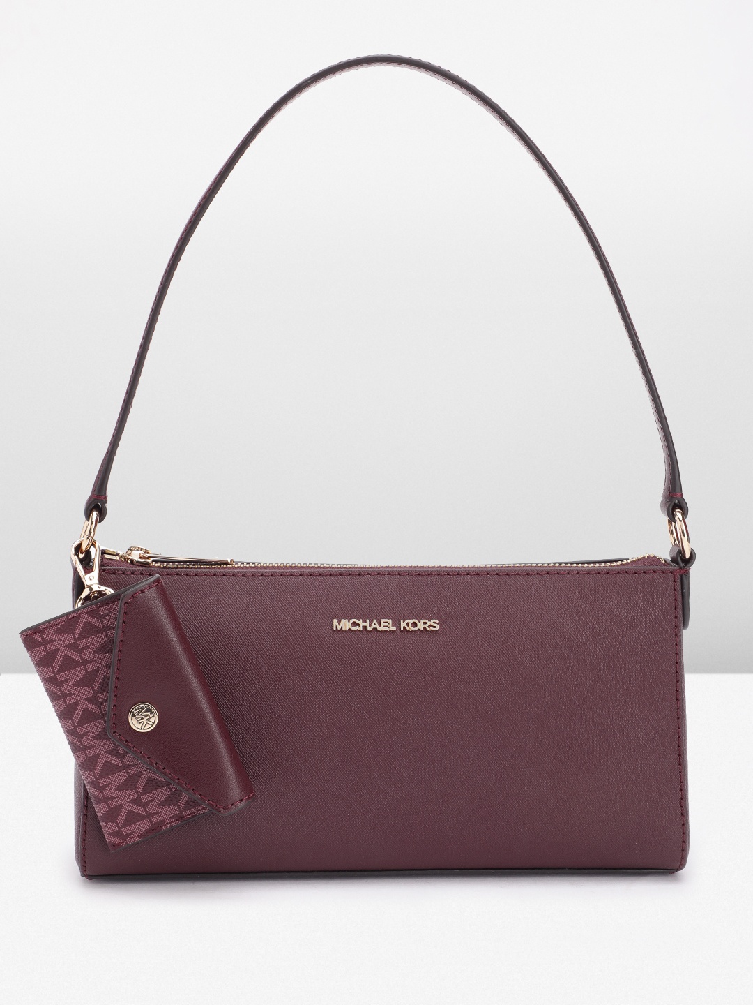 

Michael Kors Textured Leather Structured Shoulder Bag with Card Case, Maroon