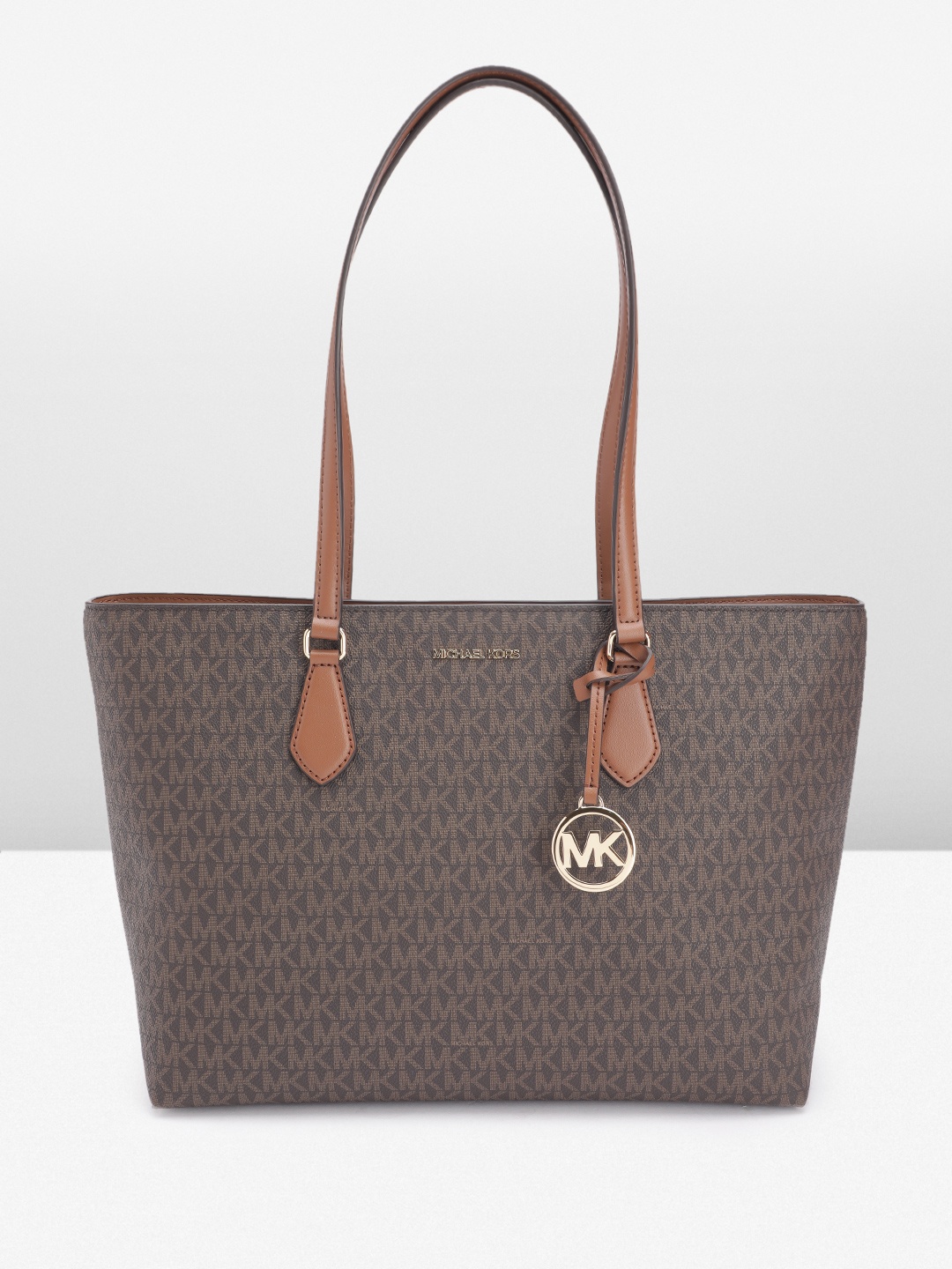 

Michael Kors Brand Logo Print Structured Shoulder Bag, Brown