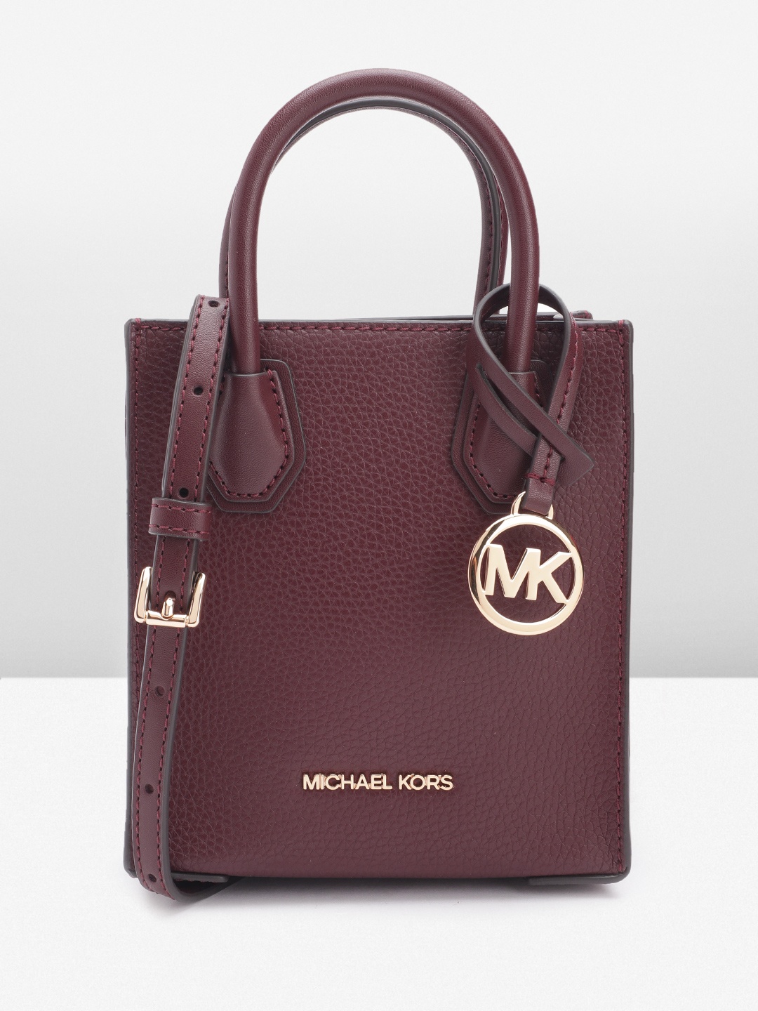 

Michael Kors Leather Structured Mini Handheld Bag, Burgundy