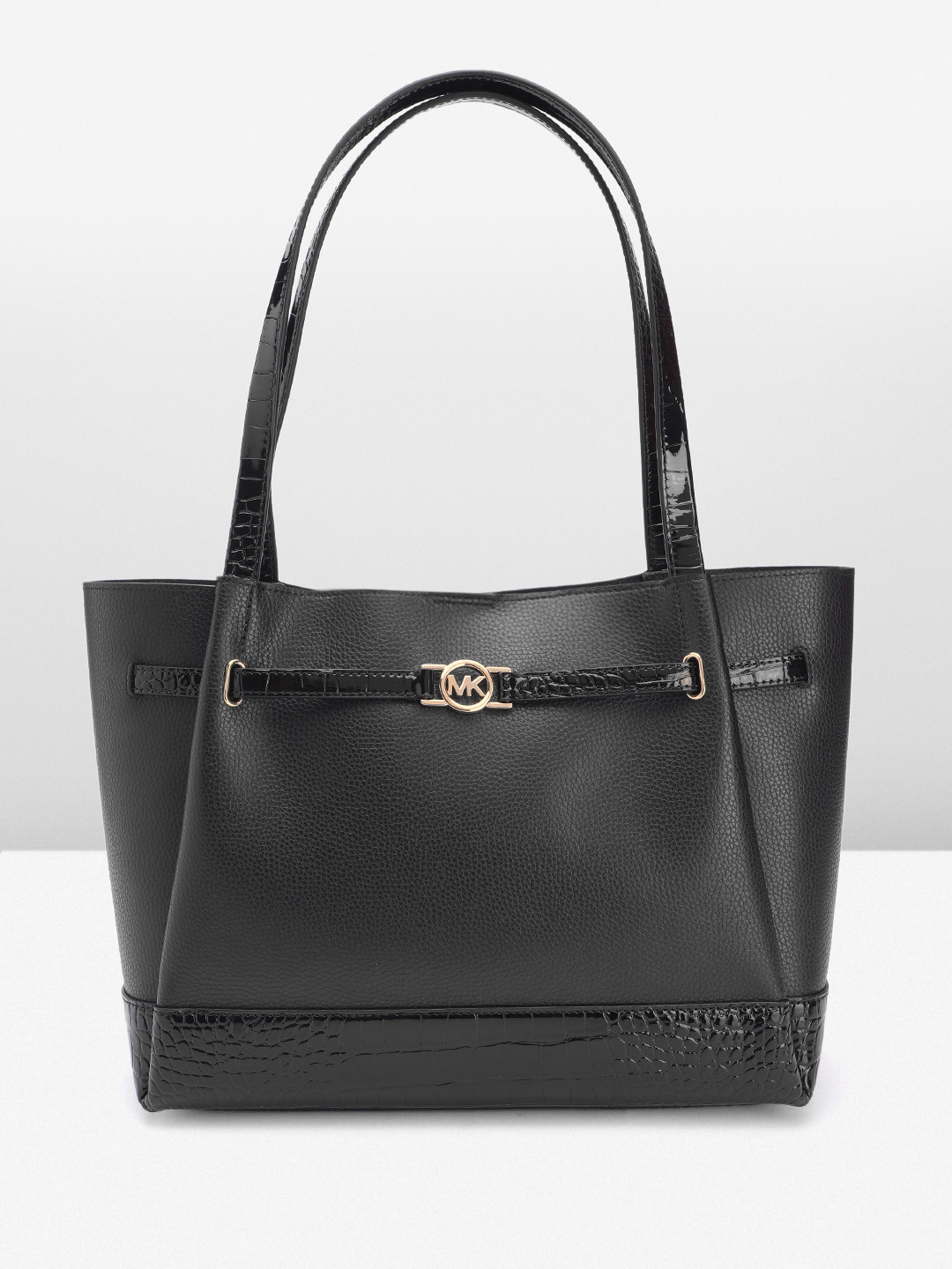 

Michael Kors Textured Leather Tote Bag with Belt Detail, Black