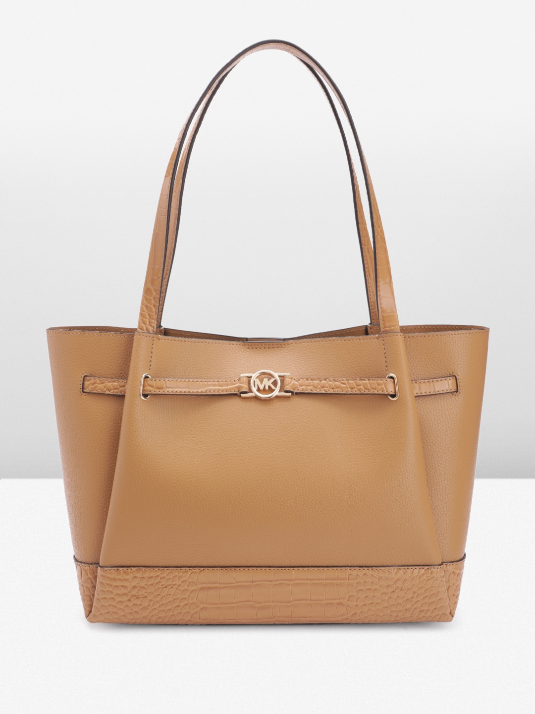 

Michael Kors Leather Structured Tote Bag with Crocskin-Textured Detail, Brown