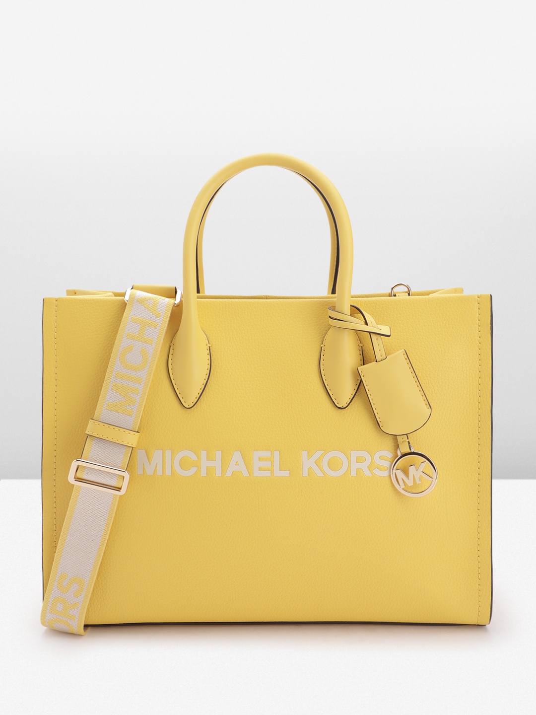 

Michael Kors Printed Leather Structured Handheld Bag, Yellow