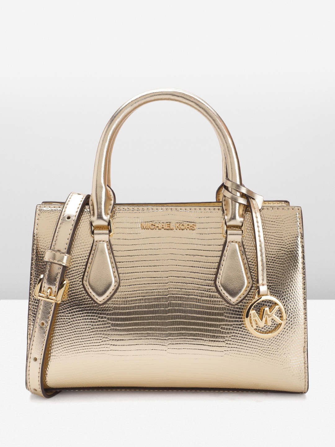 

Michael Kors Animal Textured Leather Structured Handheld Bag, Gold