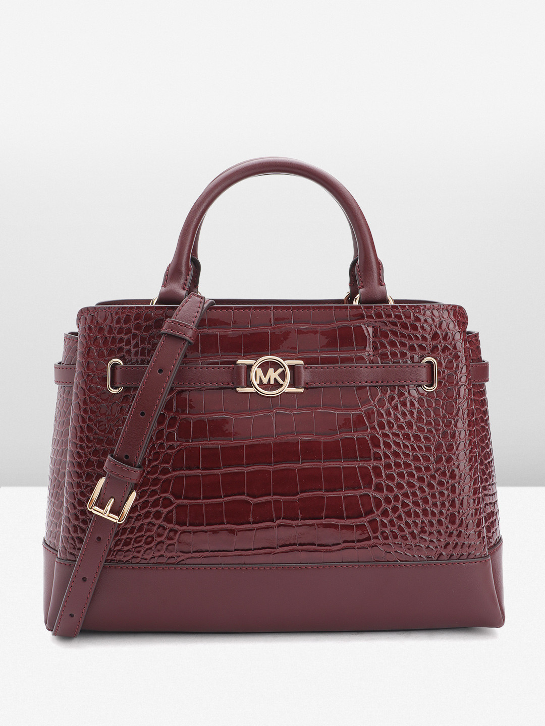 

Michael Kors Textured Leather Satchel, Maroon