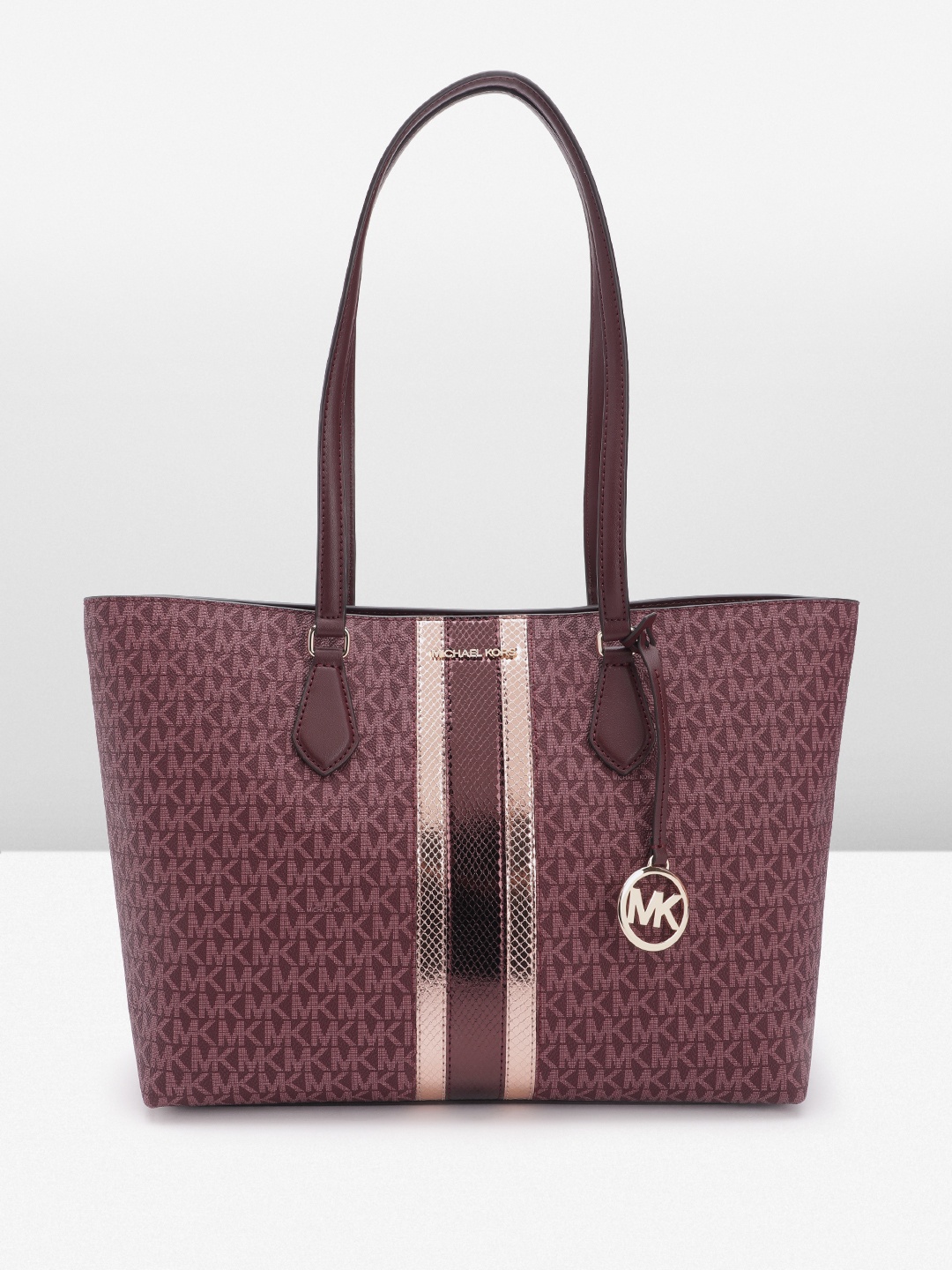 

Michael Kors Brand Logo Print Structured Shoulder Bag, Burgundy