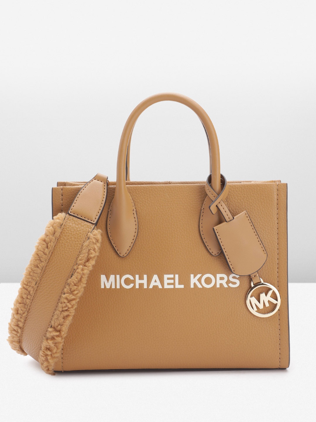 

Michael Kors Leather Structured Handheld Bag, Camel brown