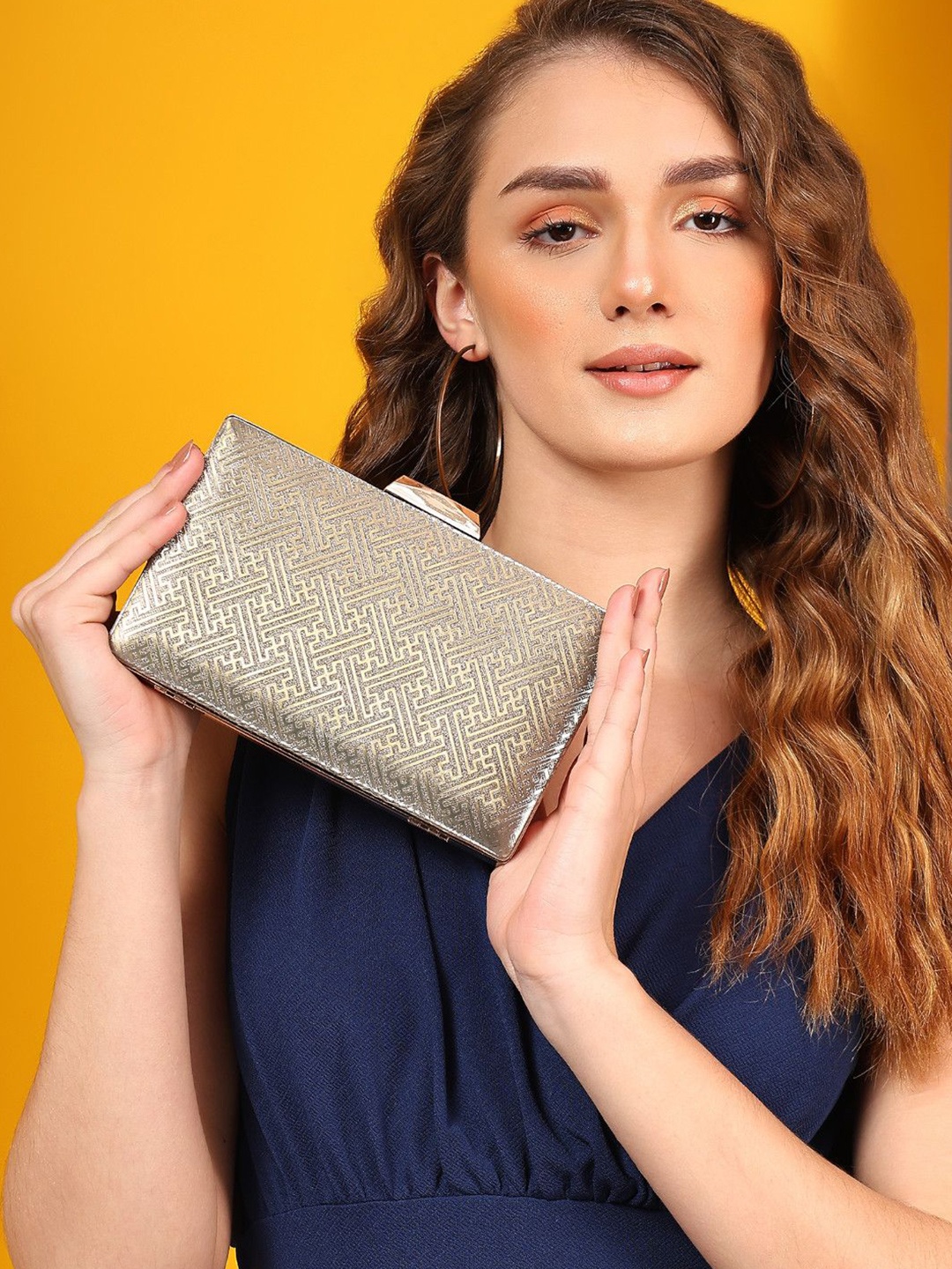 

CRUSSET Textured Embellished Purse Clutch, Gold